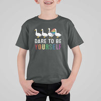 Rainbow Goose Dare to Be Yourself LGBTQ Pride T Shirt For Kid - Wonder Print Shop
