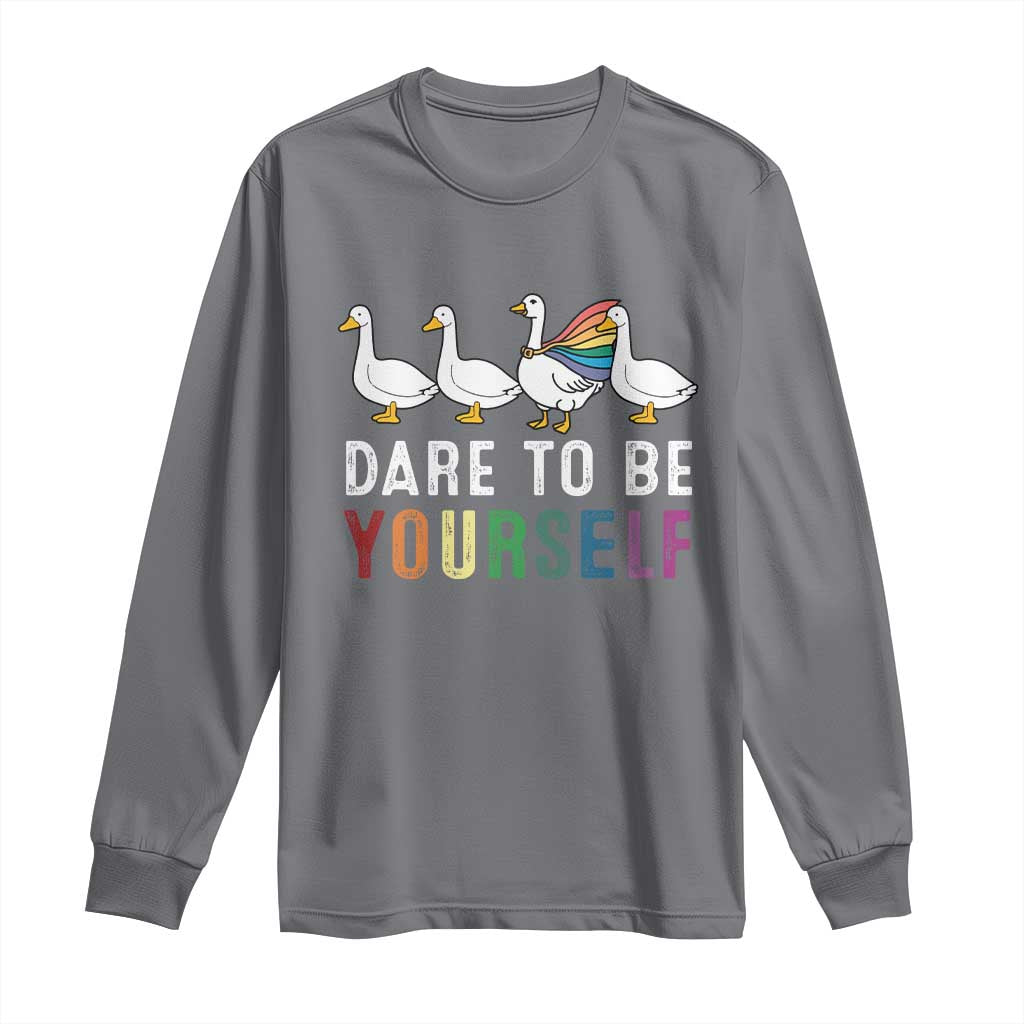 Rainbow Goose Dare to Be Yourself LGBTQ Pride Long Sleeve Shirt - Wonder Print Shop
