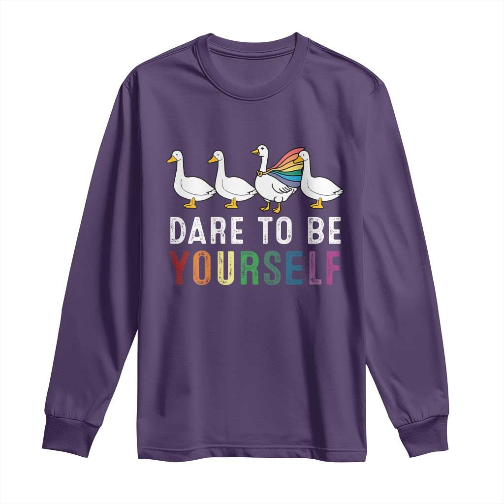 Rainbow Goose Dare to Be Yourself LGBTQ Pride Long Sleeve Shirt - Wonder Print Shop