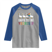 Rainbow Goose Dare to Be Yourself LGBTQ Pride Raglan Shirt - Wonder Print Shop