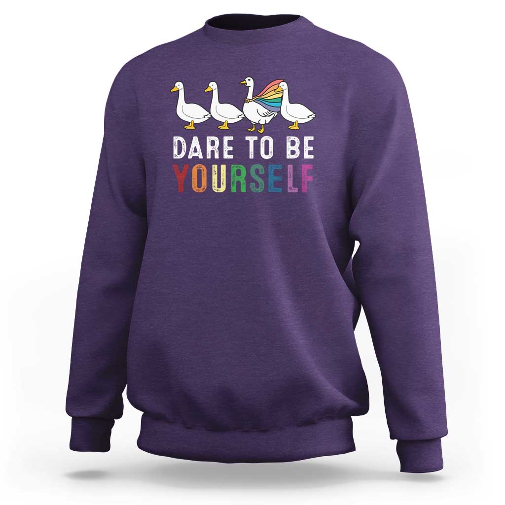 Rainbow Goose Dare to Be Yourself LGBTQ Pride Sweatshirt - Wonder Print Shop
