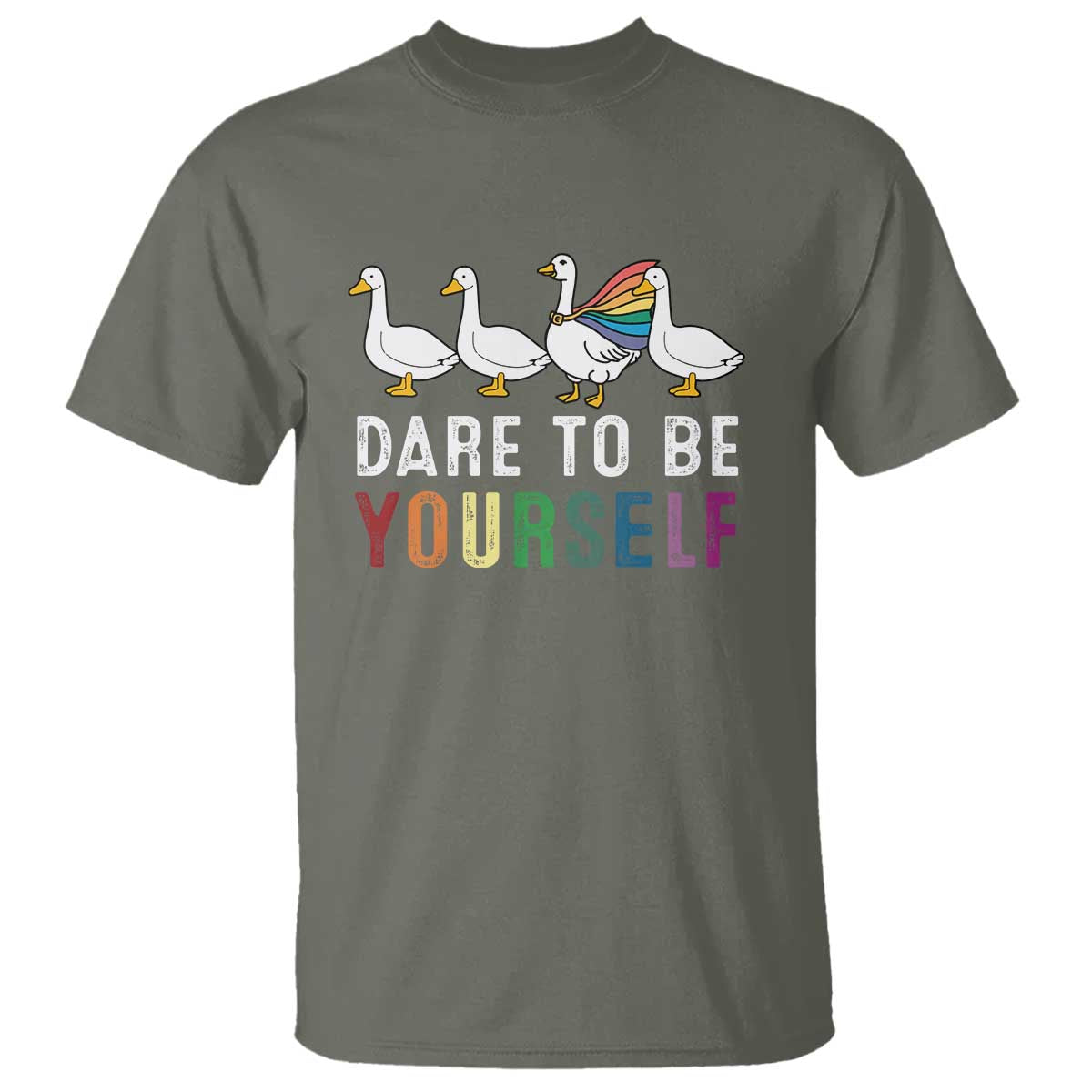 Rainbow Goose Dare to Be Yourself LGBTQ Pride T Shirt - Wonder Print Shop