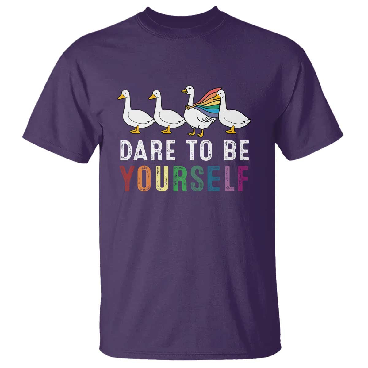 Rainbow Goose Dare to Be Yourself LGBTQ Pride T Shirt - Wonder Print Shop