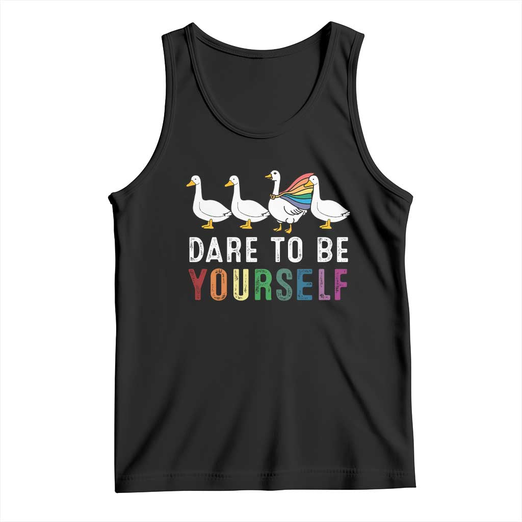 Rainbow Goose Dare to Be Yourself LGBTQ Pride Tank Top - Wonder Print Shop