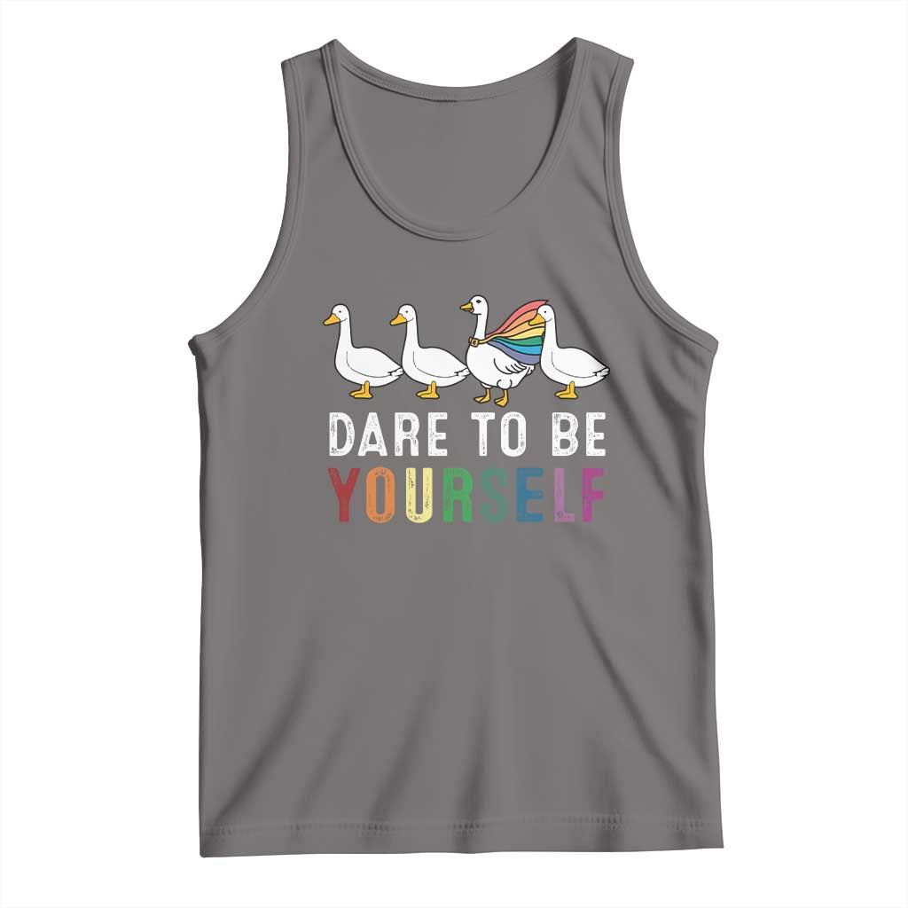 Rainbow Goose Dare to Be Yourself LGBTQ Pride Tank Top - Wonder Print Shop