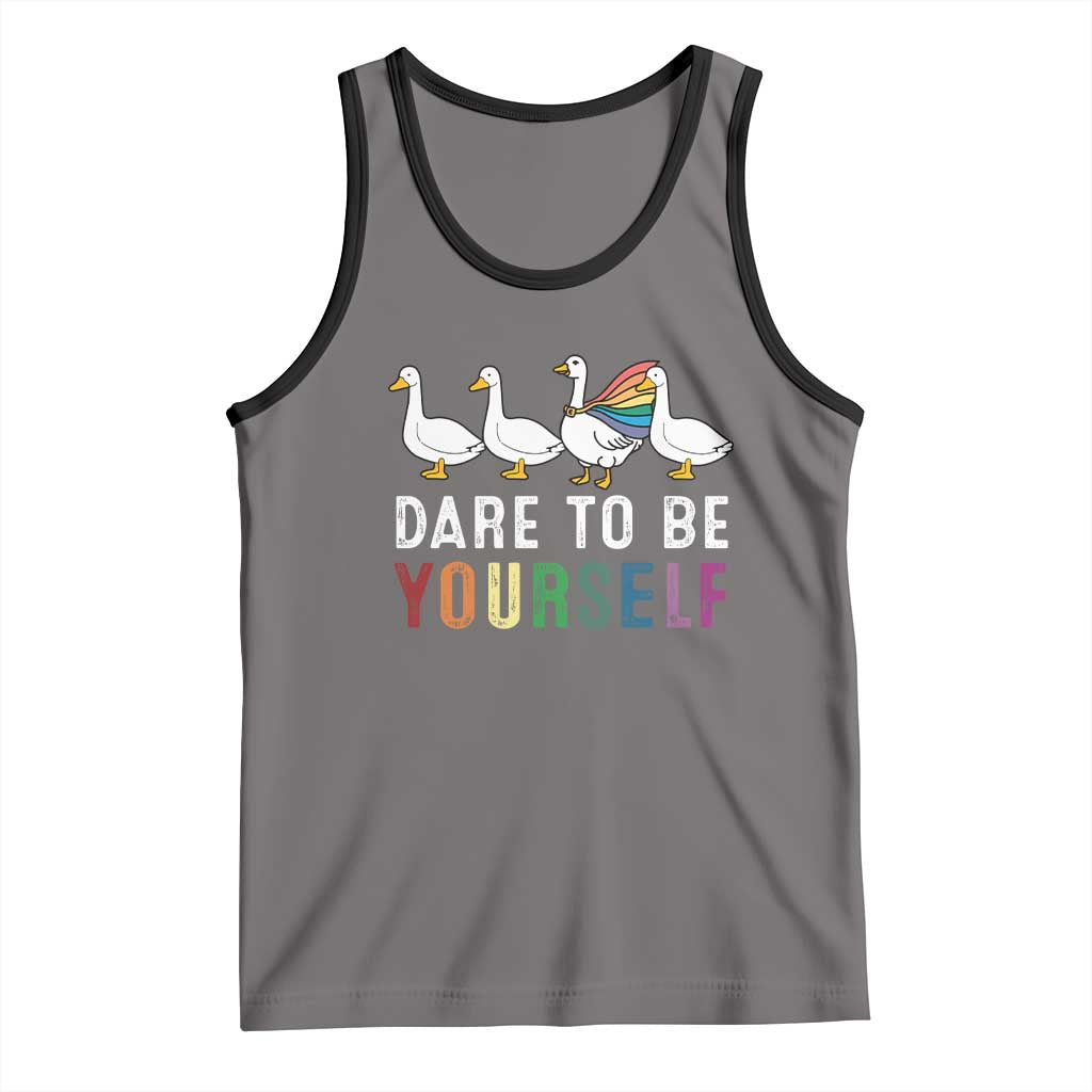 Rainbow Goose Dare to Be Yourself LGBTQ Pride Tank Top - Wonder Print Shop