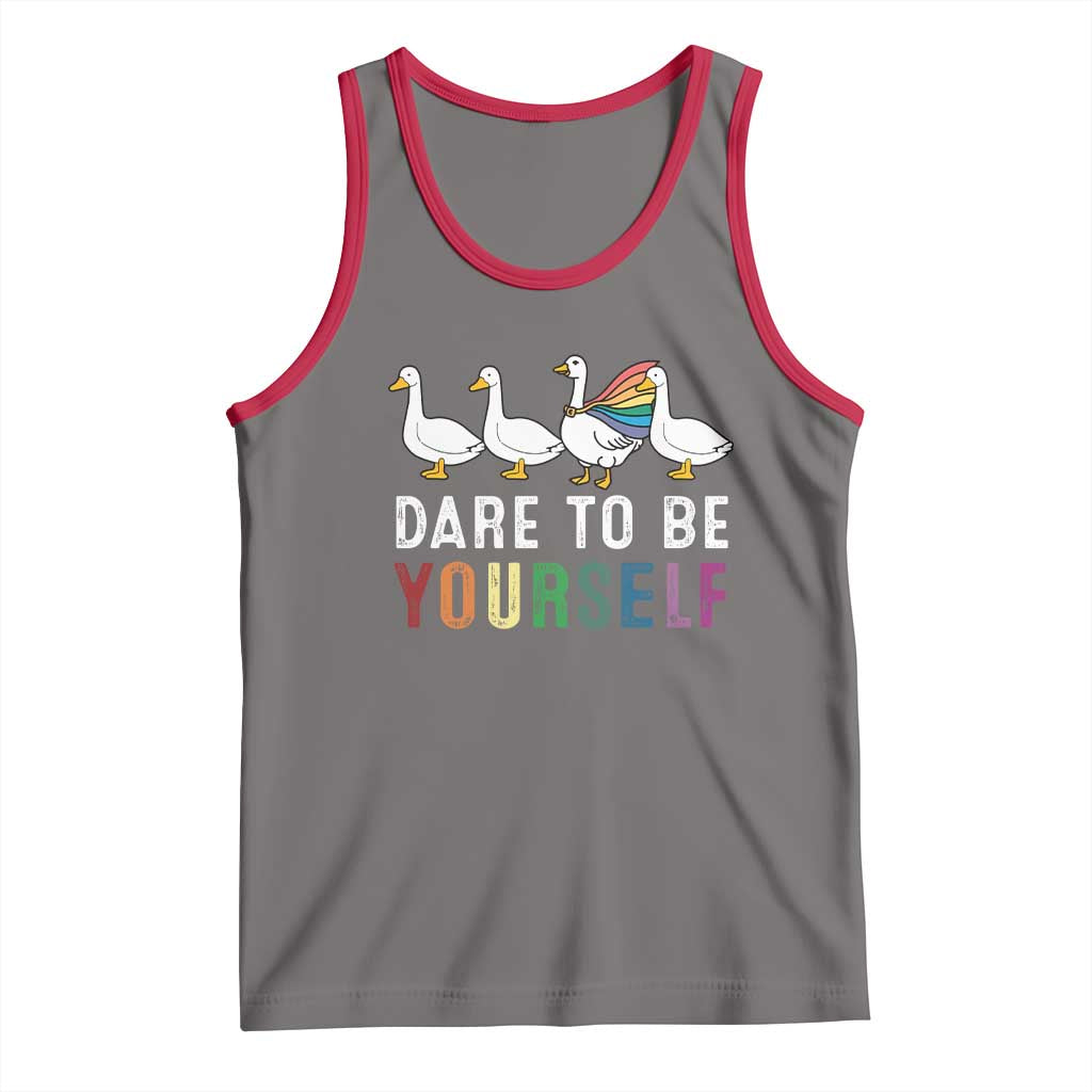 Rainbow Goose Dare to Be Yourself LGBTQ Pride Tank Top - Wonder Print Shop