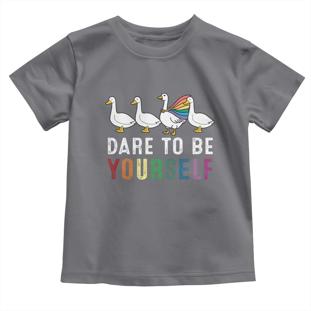 Rainbow Goose Dare to Be Yourself LGBTQ Pride Toddler T Shirt - Wonder Print Shop
