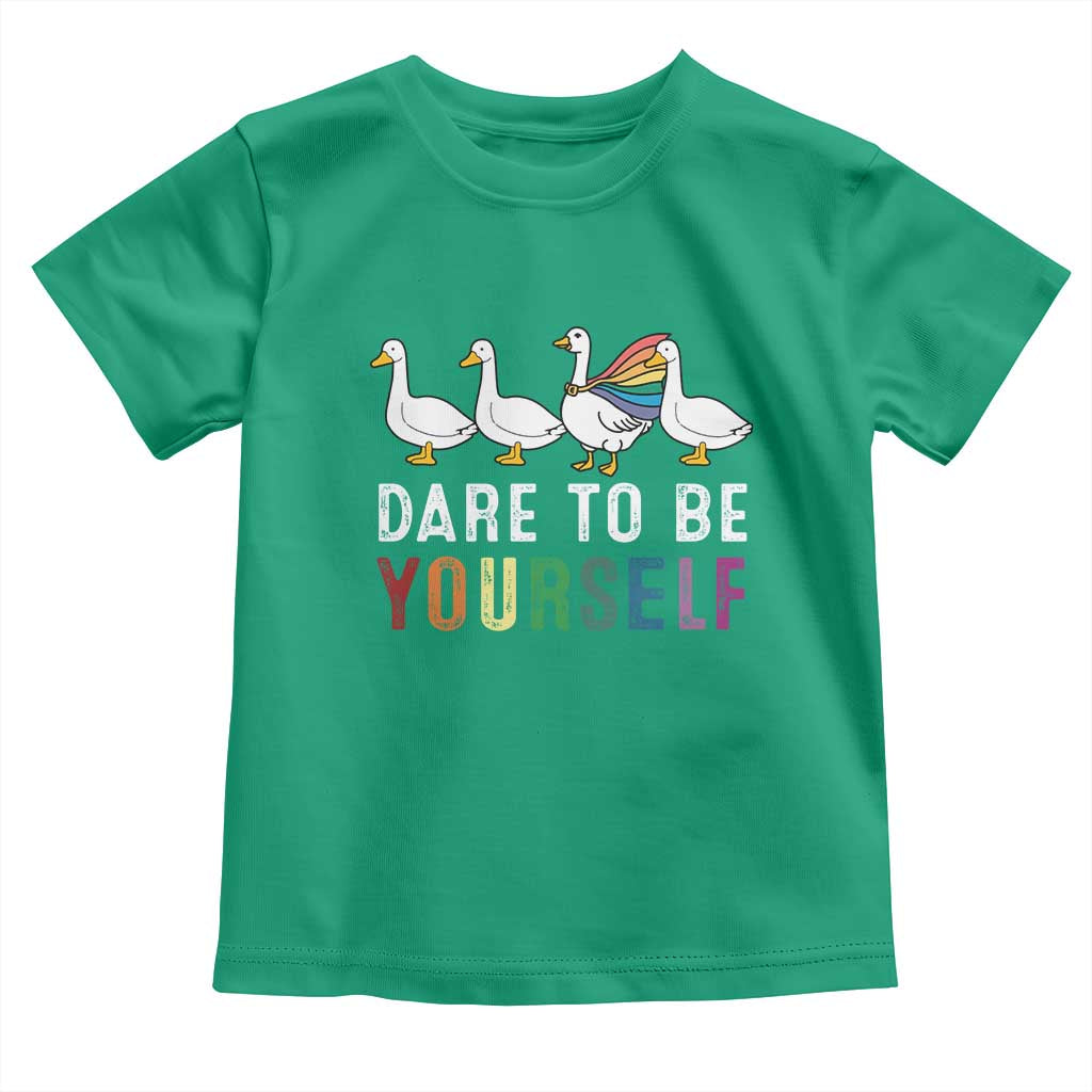 Rainbow Goose Dare to Be Yourself LGBTQ Pride Toddler T Shirt - Wonder Print Shop