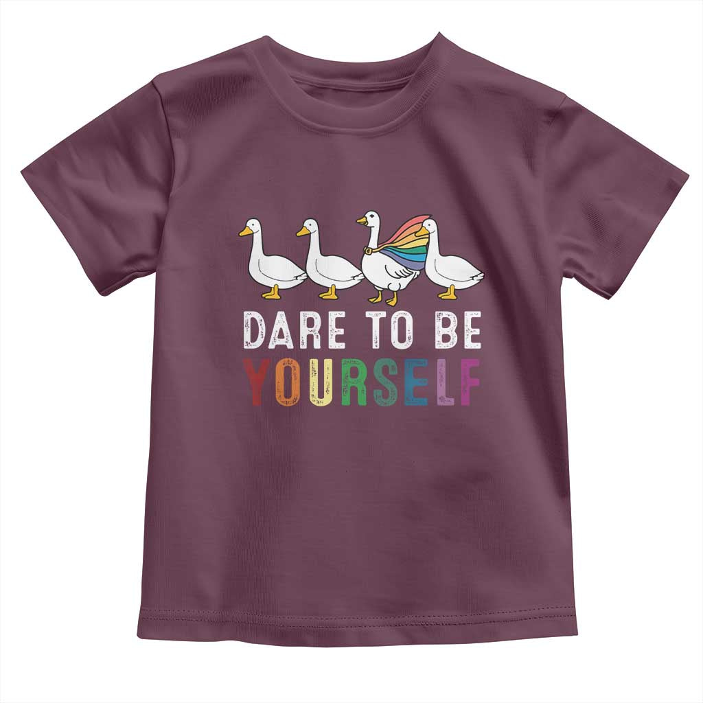 Rainbow Goose Dare to Be Yourself LGBTQ Pride Toddler T Shirt - Wonder Print Shop