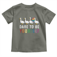 Rainbow Goose Dare to Be Yourself LGBTQ Pride Toddler T Shirt - Wonder Print Shop