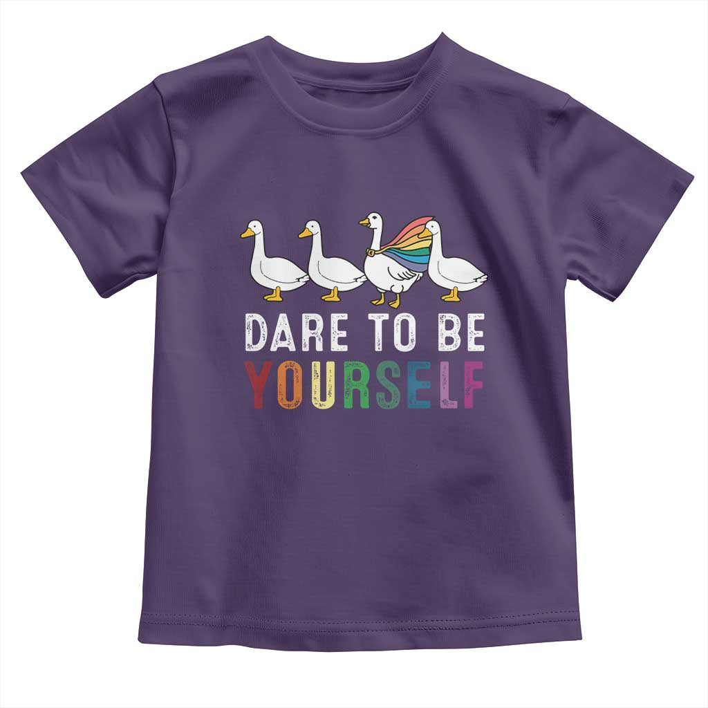 Rainbow Goose Dare to Be Yourself LGBTQ Pride Toddler T Shirt - Wonder Print Shop