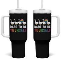 Rainbow Goose Dare to Be Yourself LGBTQ Pride Tumbler With Handle - Wonder Print Shop
