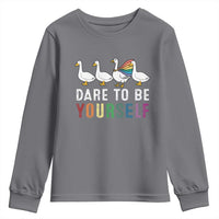 Rainbow Goose Dare to Be Yourself LGBTQ Pride Youth Sweatshirt - Wonder Print Shop