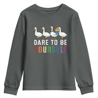 Rainbow Goose Dare to Be Yourself LGBTQ Pride Youth Sweatshirt - Wonder Print Shop