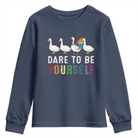 Rainbow Goose Dare to Be Yourself LGBTQ Pride Youth Sweatshirt - Wonder Print Shop