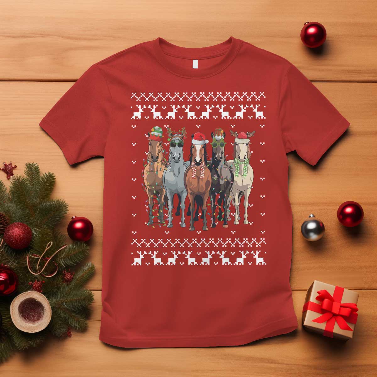 Horse Christmas T Shirt Western Cowboy Cowgirl Howdy Country Ugly Xmas - Wonder Print Shop