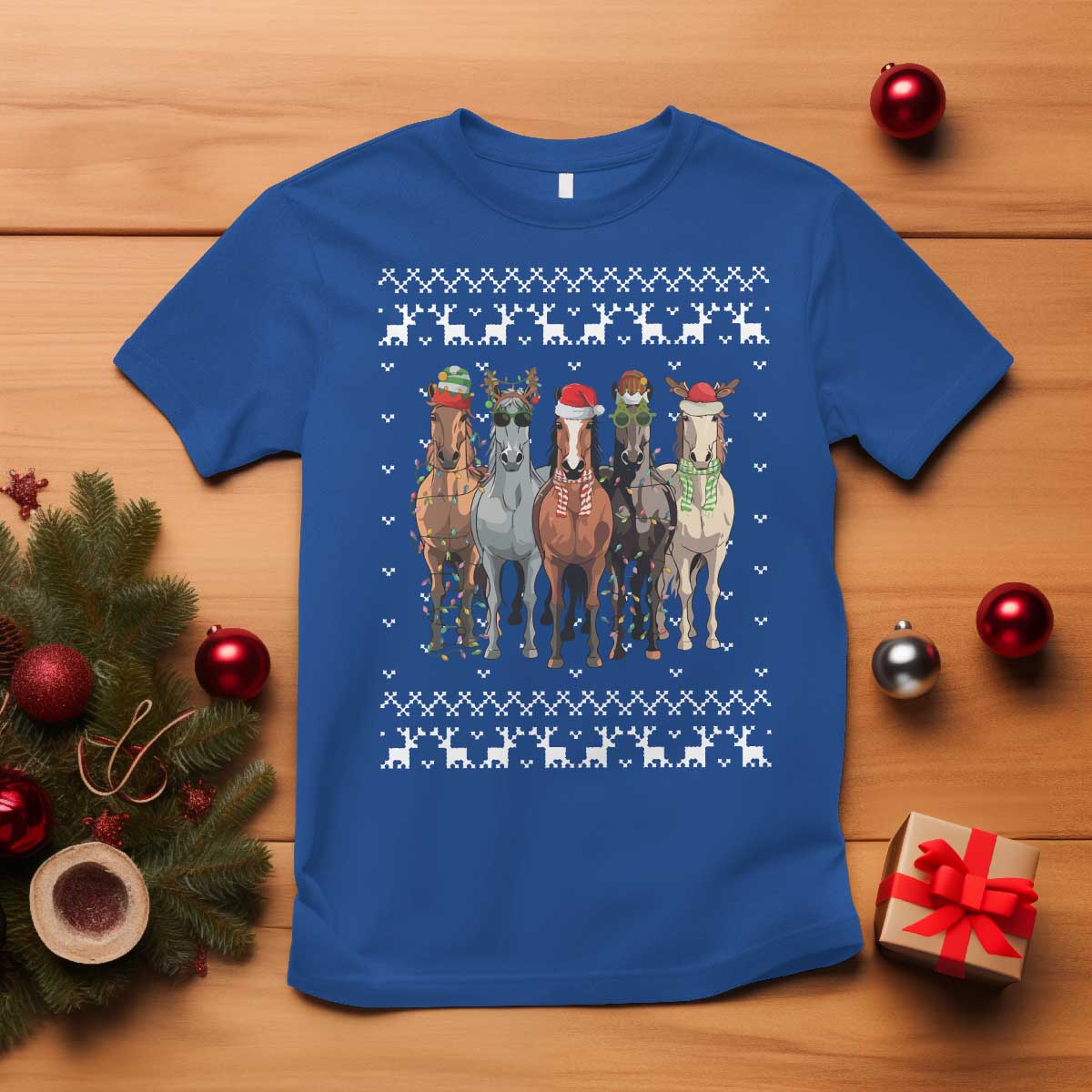 Horse Christmas T Shirt Western Cowboy Cowgirl Howdy Country Ugly Xmas - Wonder Print Shop