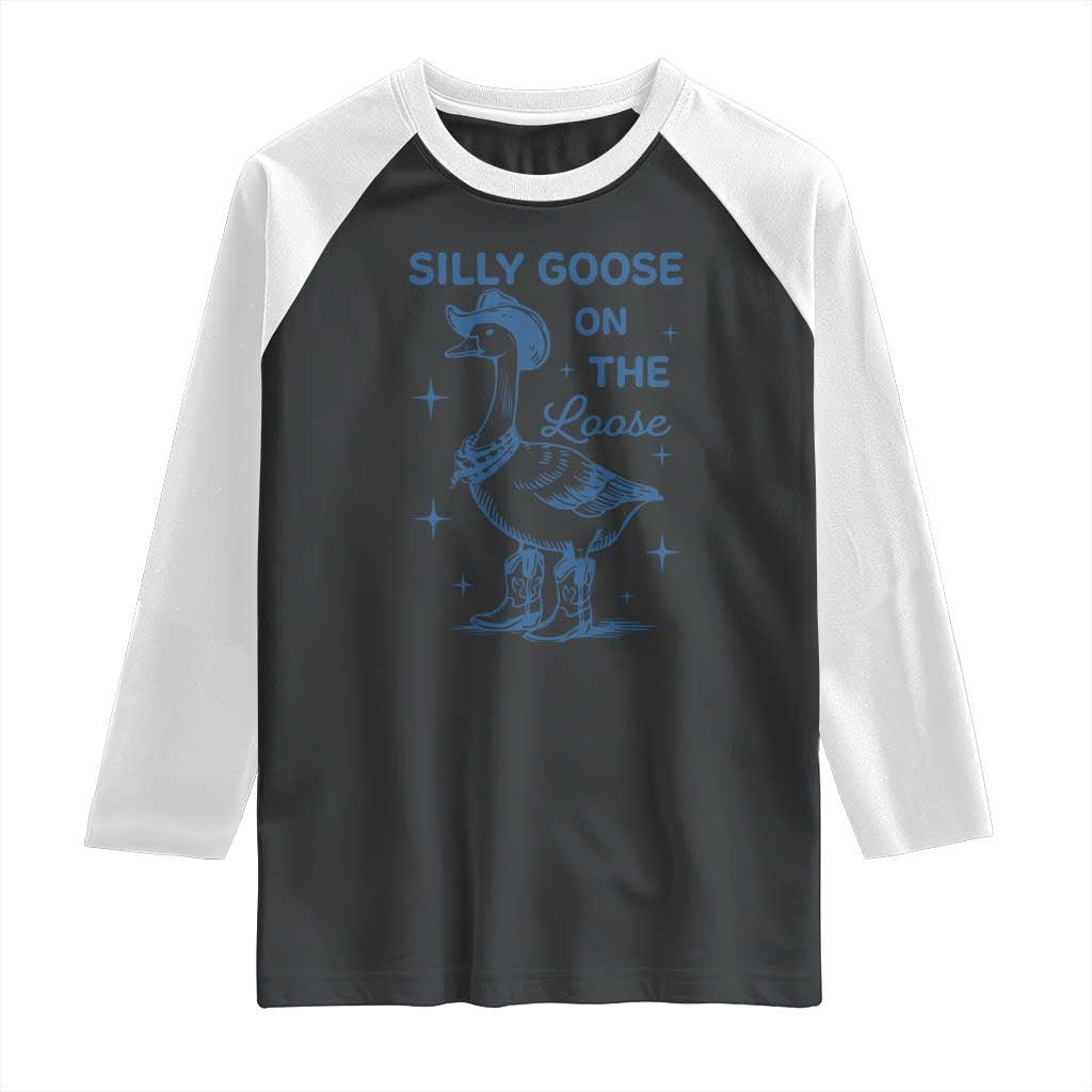 Retro Silly Goose On The Loose Raglan Shirt 90s Aesthetic Funny Cowgirl Western