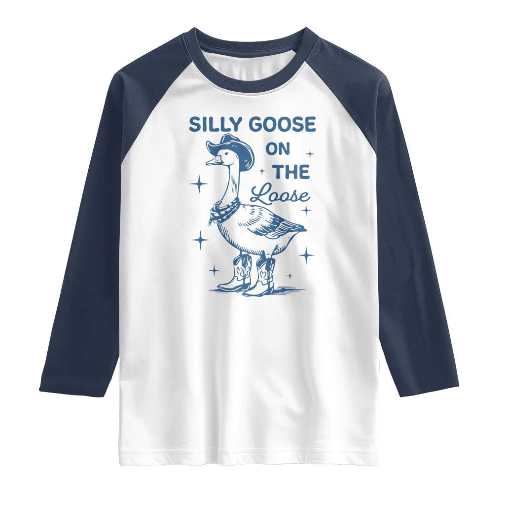 Retro Silly Goose On The Loose Raglan Shirt 90s Aesthetic Funny Cowgirl Western