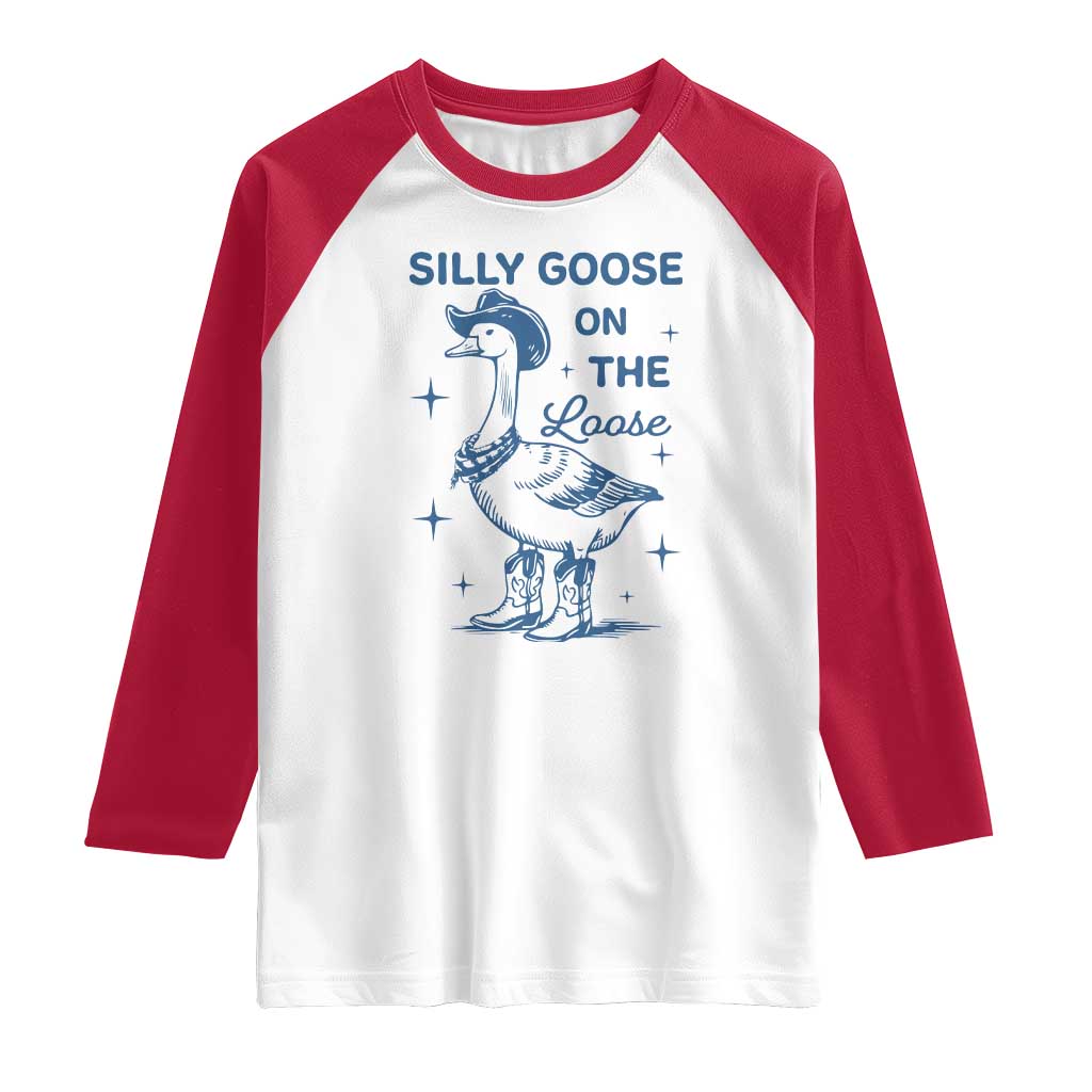 Retro Silly Goose On The Loose Raglan Shirt 90s Aesthetic Funny Cowgirl Western
