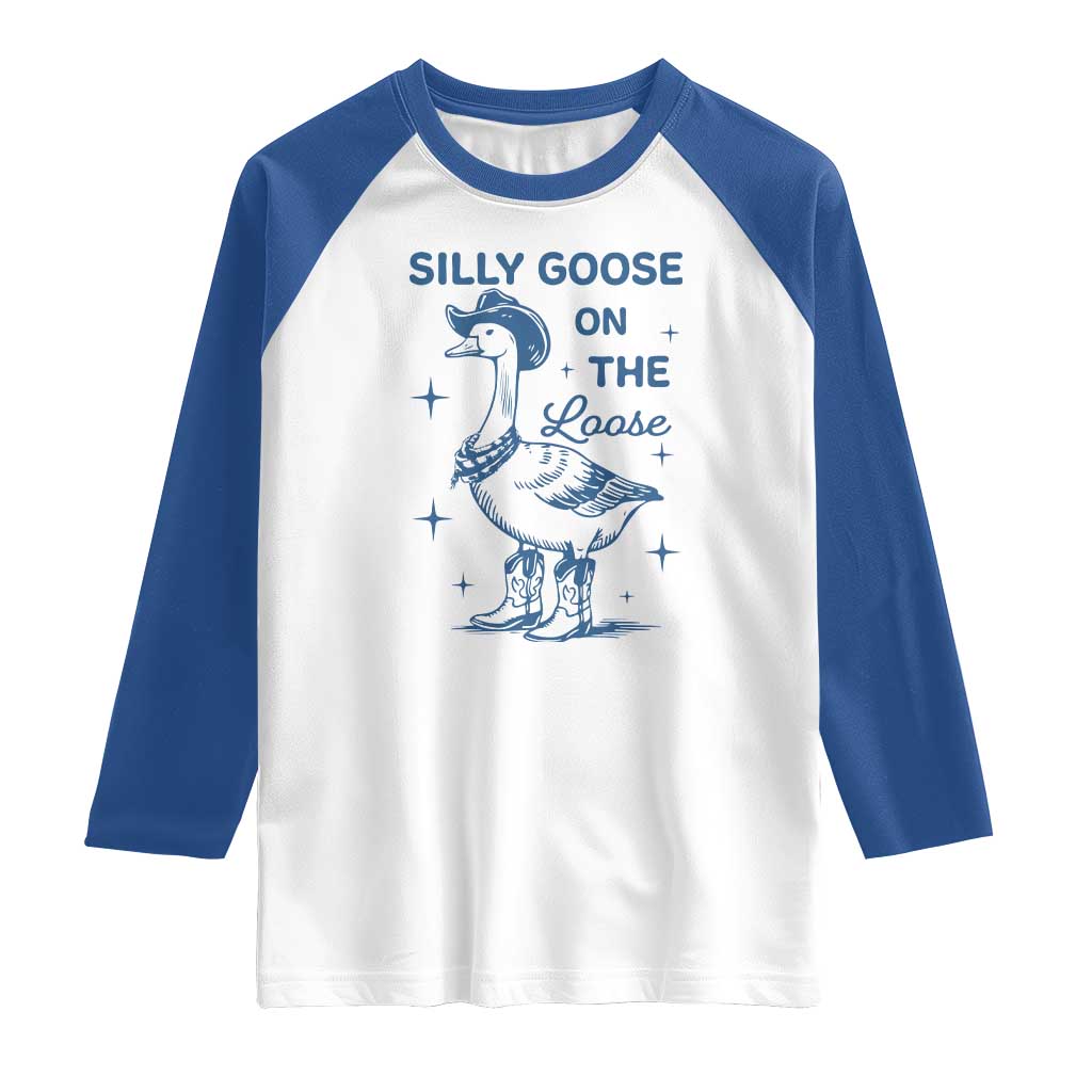 Retro Silly Goose On The Loose Raglan Shirt 90s Aesthetic Funny Cowgirl Western
