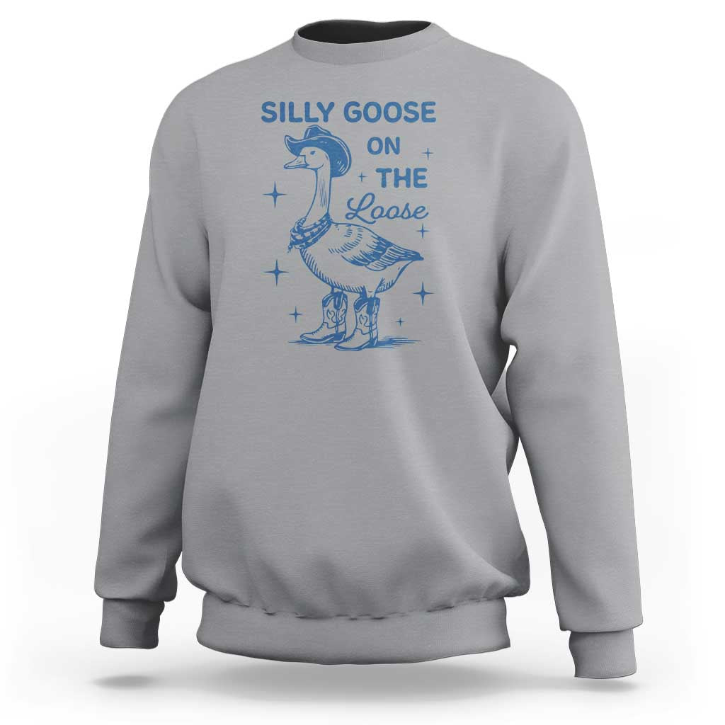 Retro Silly Goose On The Loose Sweatshirt 90s Aesthetic Funny Cowgirl Western - Wonder Print Shop