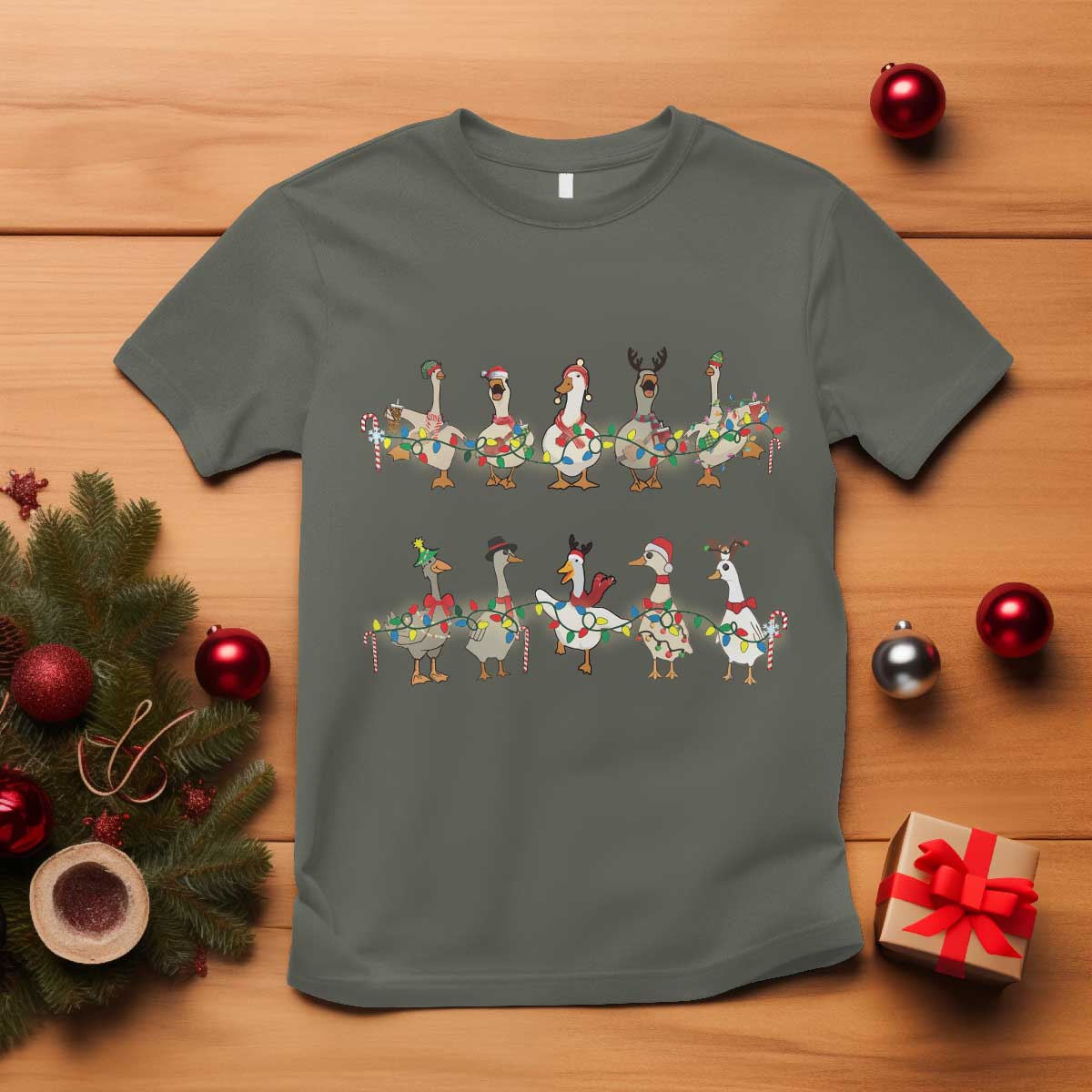 Goose Christmas T Shirt Funny Xmas Lights - Wonder Print Shop
