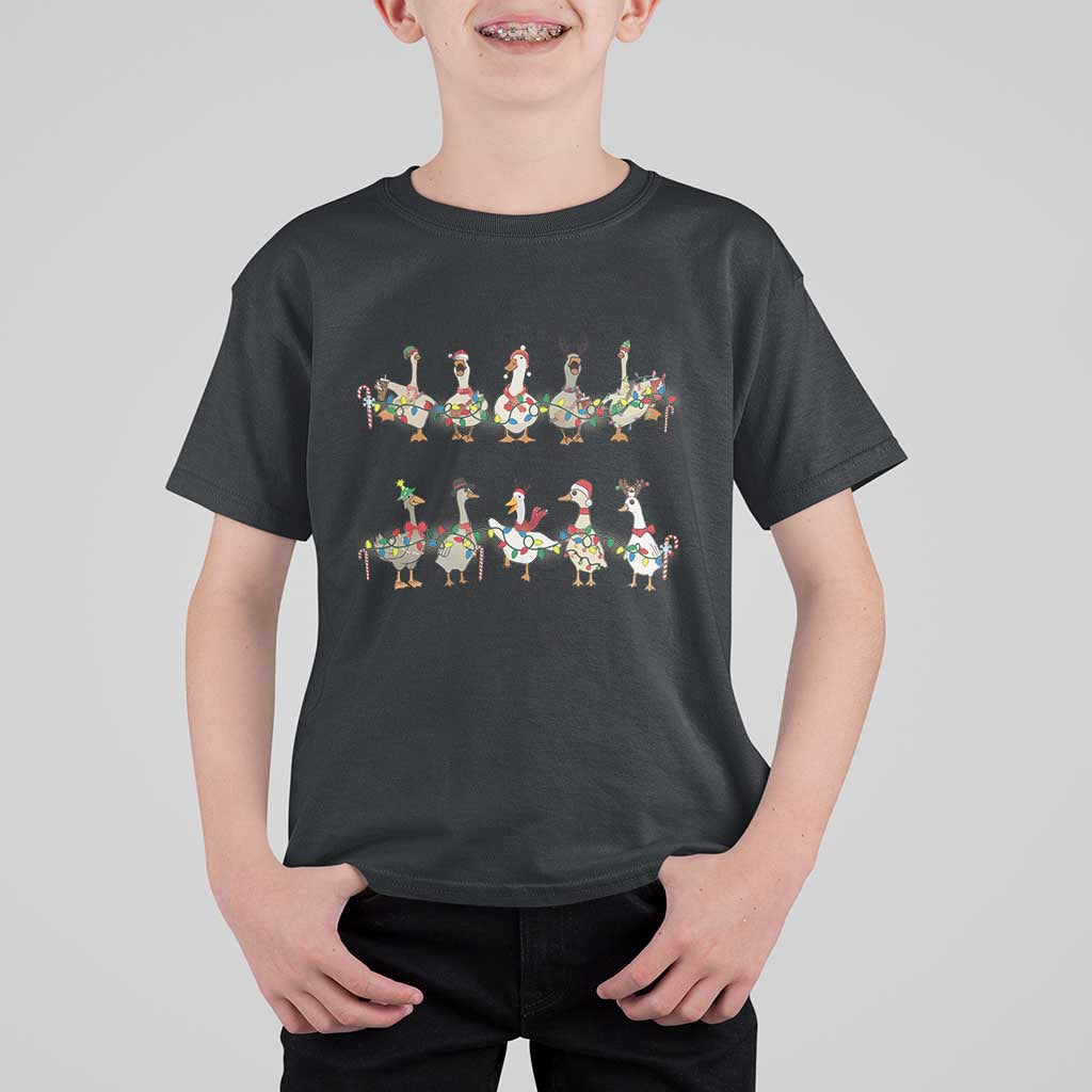 Goose Christmas T Shirt For Kid Funny Xmas Lights - Wonder Print Shop