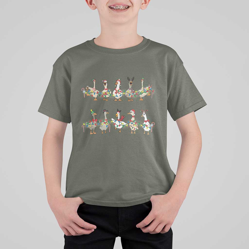 Goose Christmas T Shirt For Kid Funny Xmas Lights - Wonder Print Shop