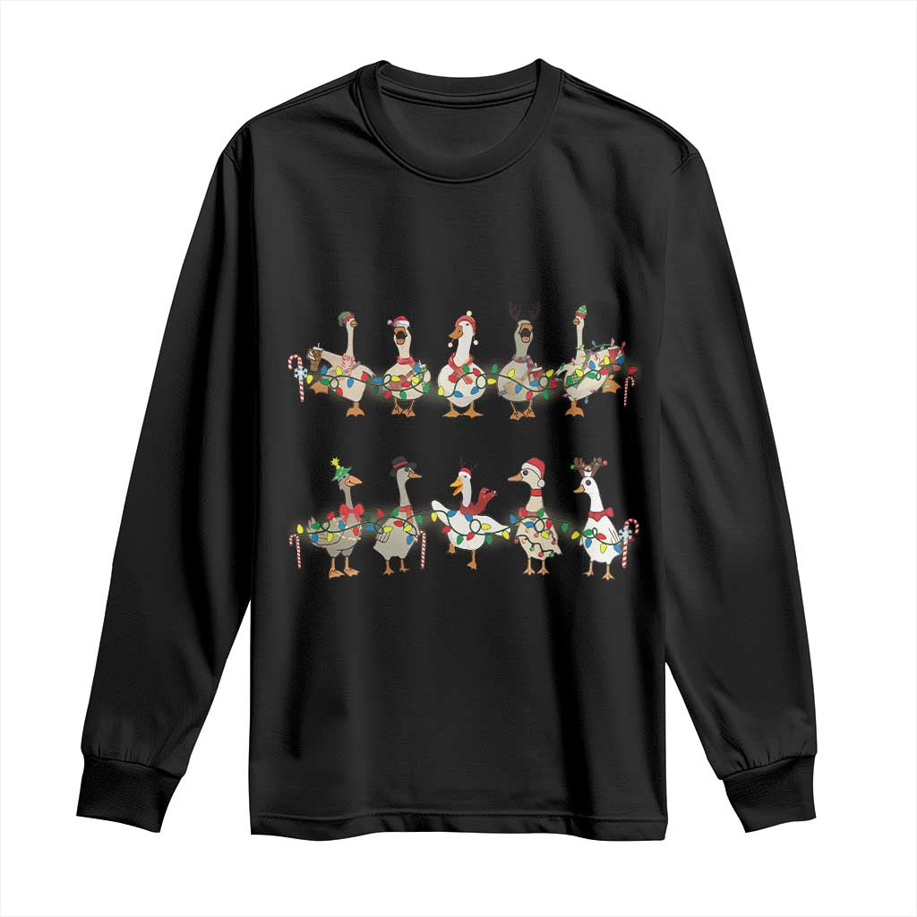 Goose Christmas Long Sleeve Shirt Funny Xmas Lights