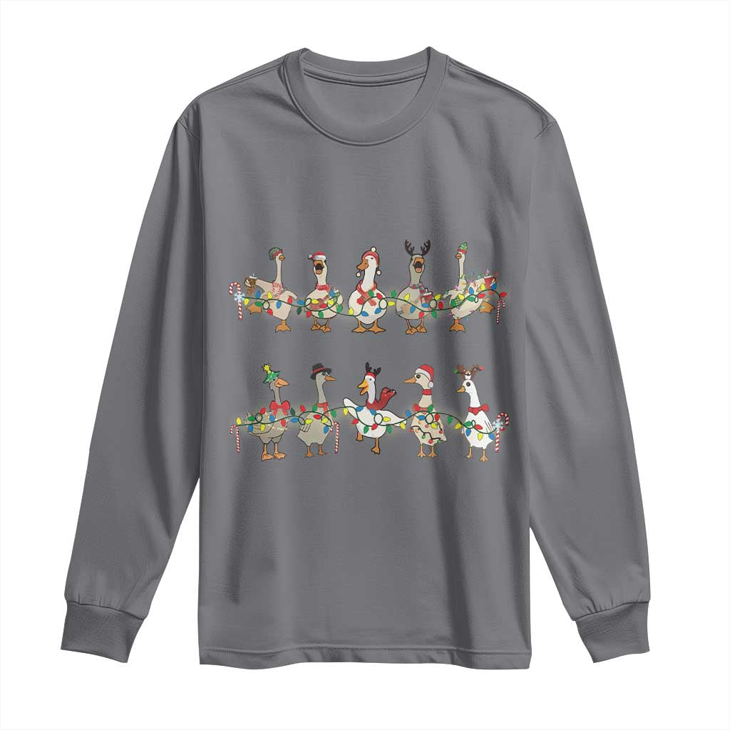 Goose Christmas Long Sleeve Shirt Funny Xmas Lights