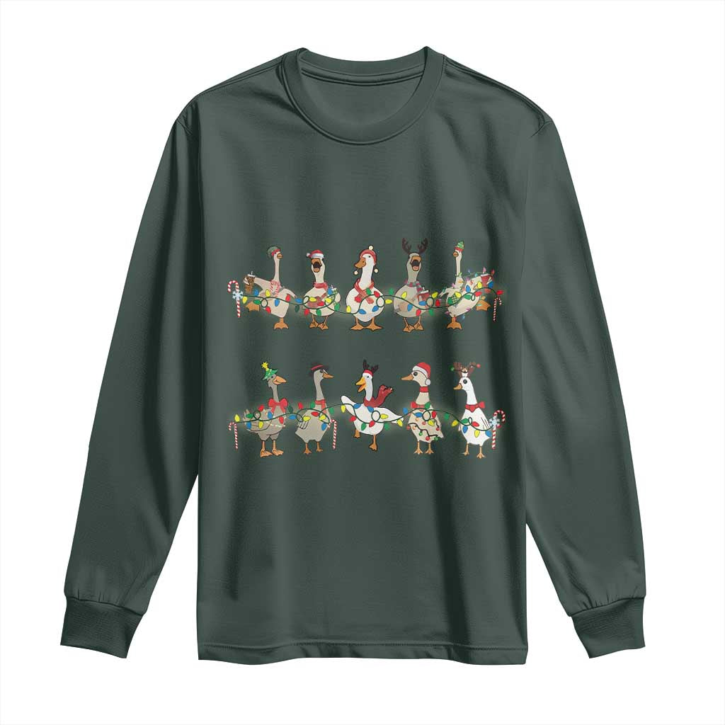 Goose Christmas Long Sleeve Shirt Funny Xmas Lights