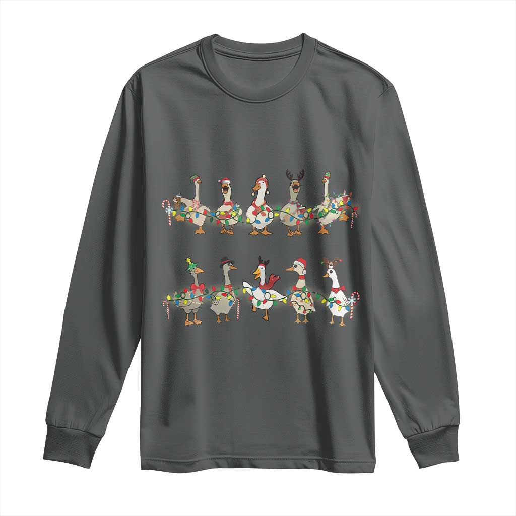 Goose Christmas Long Sleeve Shirt Funny Xmas Lights