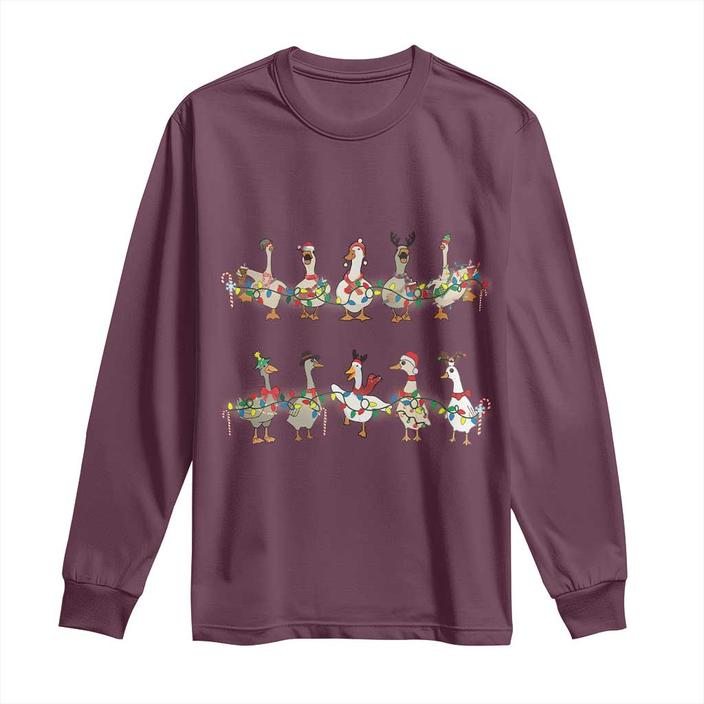 Goose Christmas Long Sleeve Shirt Funny Xmas Lights