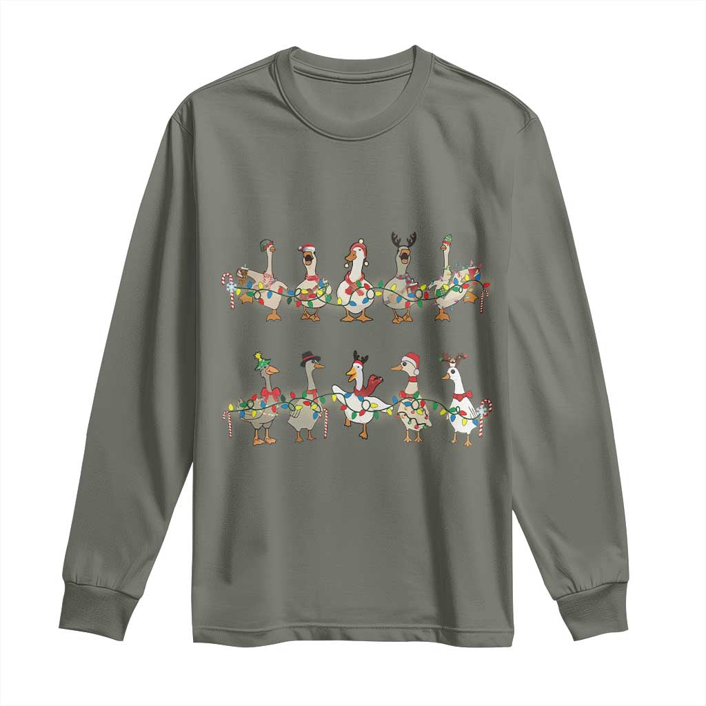 Goose Christmas Long Sleeve Shirt Funny Xmas Lights