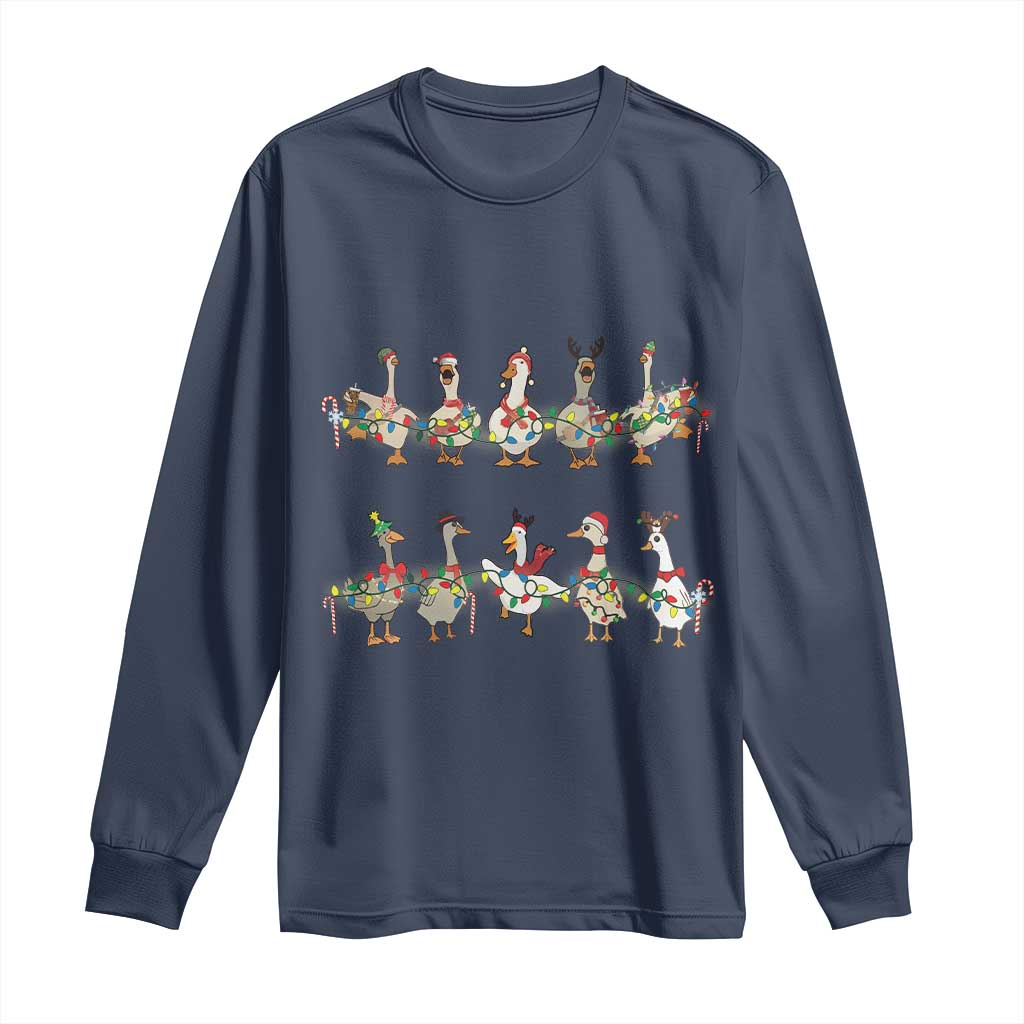 Goose Christmas Long Sleeve Shirt Funny Xmas Lights