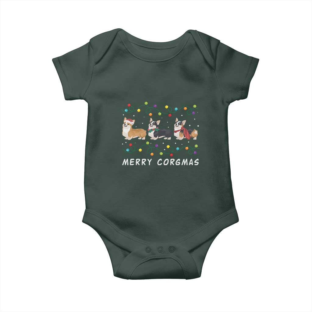 Corgi Dog Christmas Baby Onesie Merry Corgmas Santa Tree Lights Xmas Dog Mom Ugly