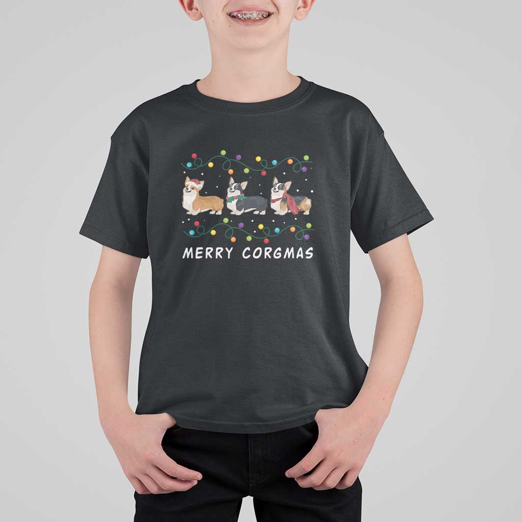 Corgi Dog Christmas T Shirt For Kid Merry Corgmas Santa Tree Lights Xmas Dog Mom Ugly - Wonder Print Shop