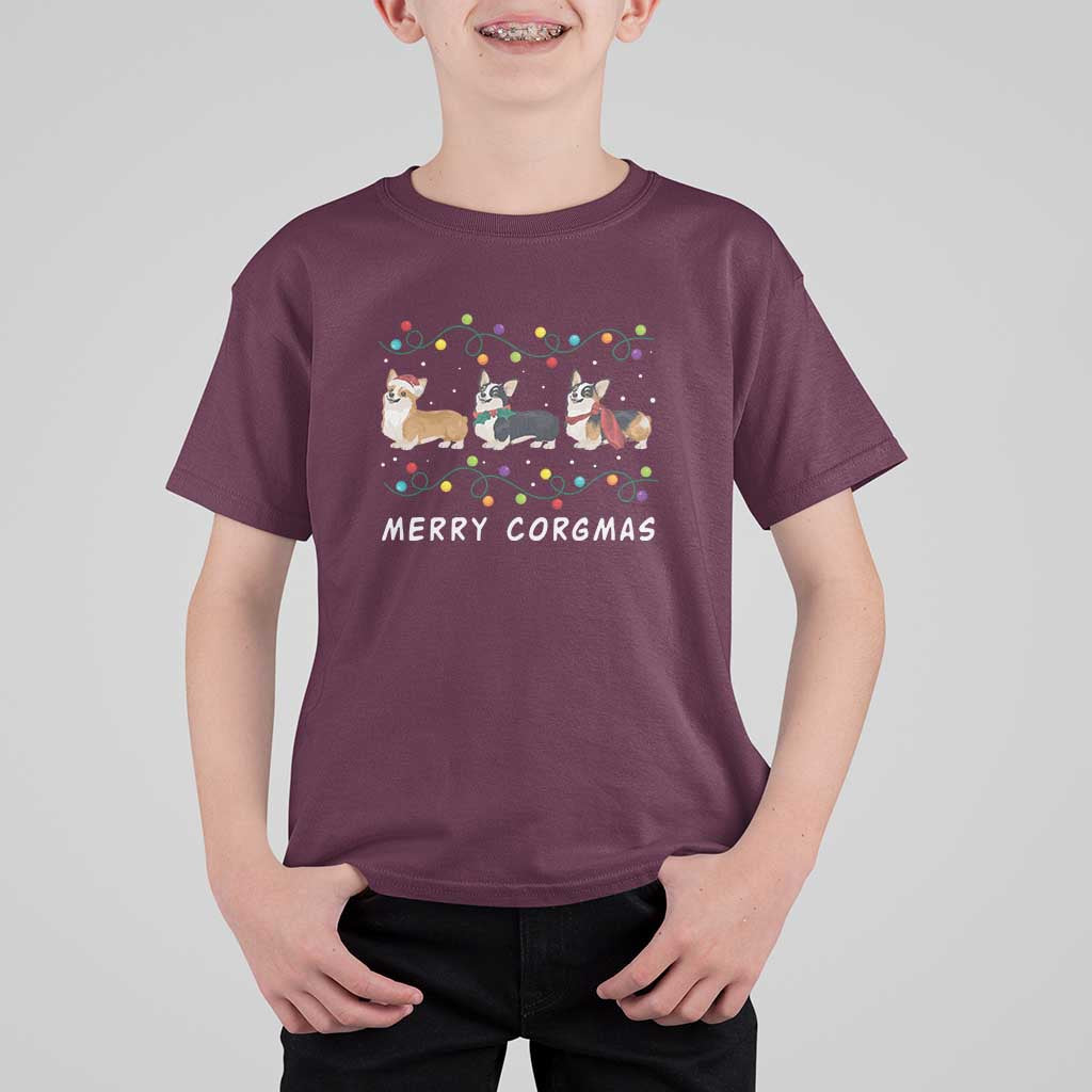 Corgi Dog Christmas T Shirt For Kid Merry Corgmas Santa Tree Lights Xmas Dog Mom Ugly - Wonder Print Shop