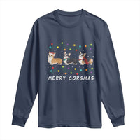 Corgi Dog Christmas Long Sleeve Shirt Merry Corgmas Santa Tree Lights Xmas Dog Mom Ugly