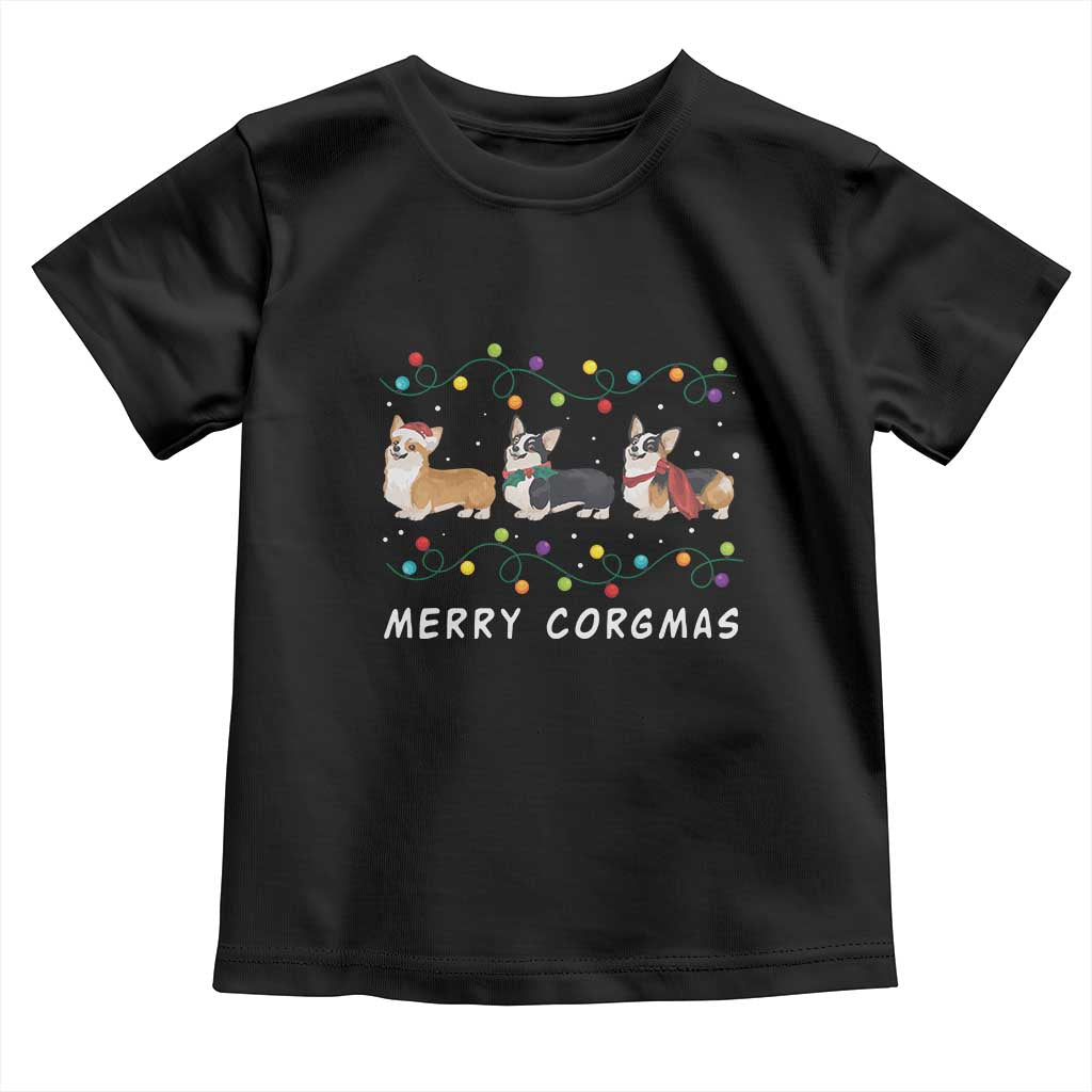 Corgi Dog Christmas Toddler T Shirt Merry Corgmas Santa Tree Lights Xmas Dog Mom Ugly