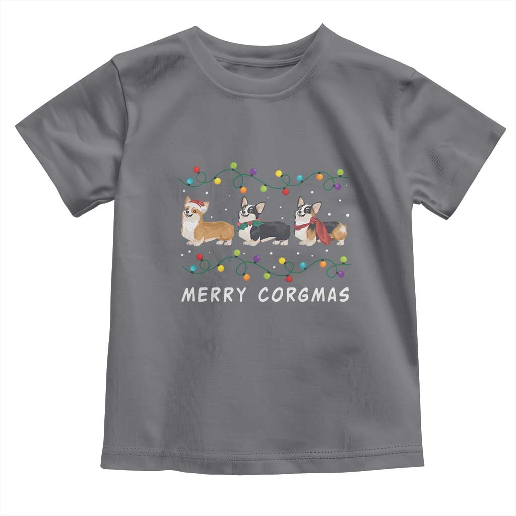 Corgi Dog Christmas Toddler T Shirt Merry Corgmas Santa Tree Lights Xmas Dog Mom Ugly