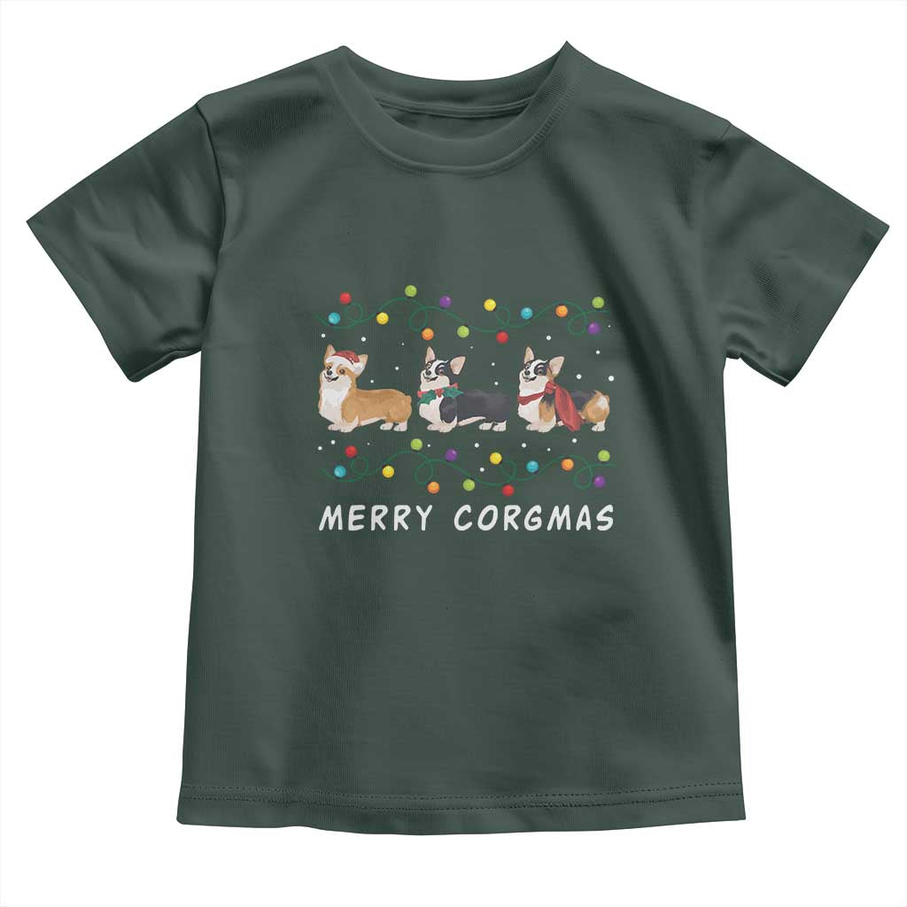Corgi Dog Christmas Toddler T Shirt Merry Corgmas Santa Tree Lights Xmas Dog Mom Ugly