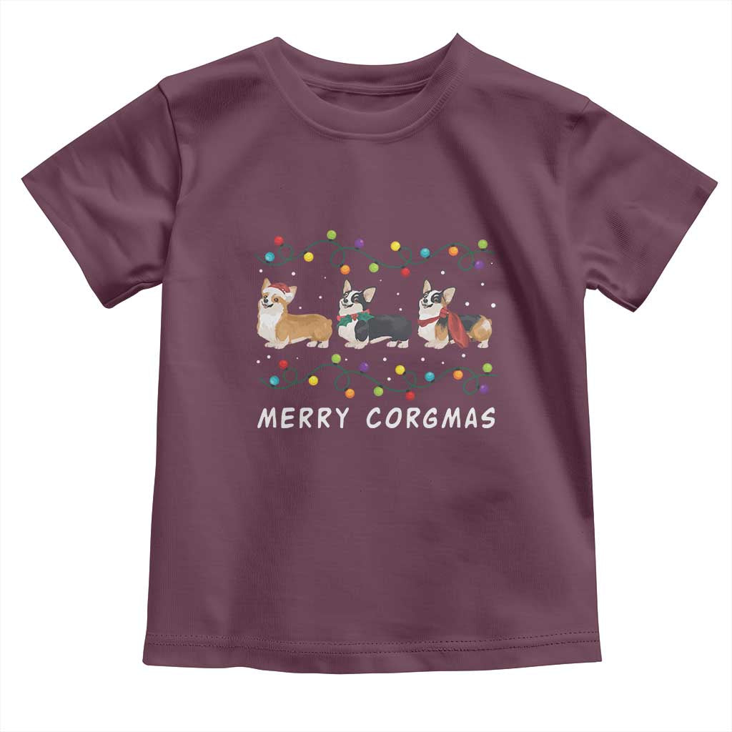 Corgi Dog Christmas Toddler T Shirt Merry Corgmas Santa Tree Lights Xmas Dog Mom Ugly