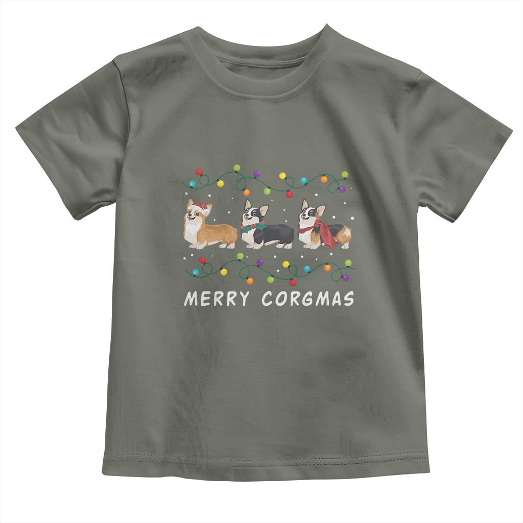 Corgi Dog Christmas Toddler T Shirt Merry Corgmas Santa Tree Lights Xmas Dog Mom Ugly