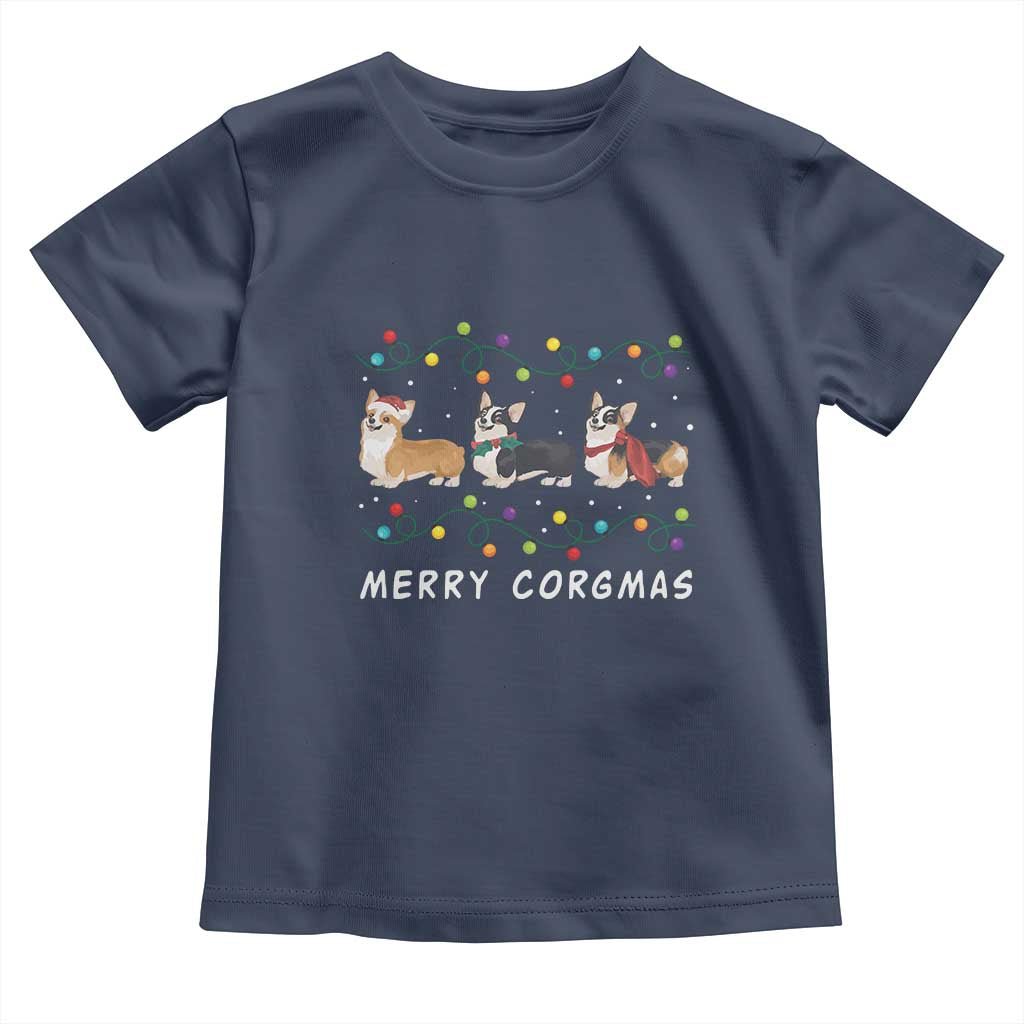Corgi Dog Christmas Toddler T Shirt Merry Corgmas Santa Tree Lights Xmas Dog Mom Ugly