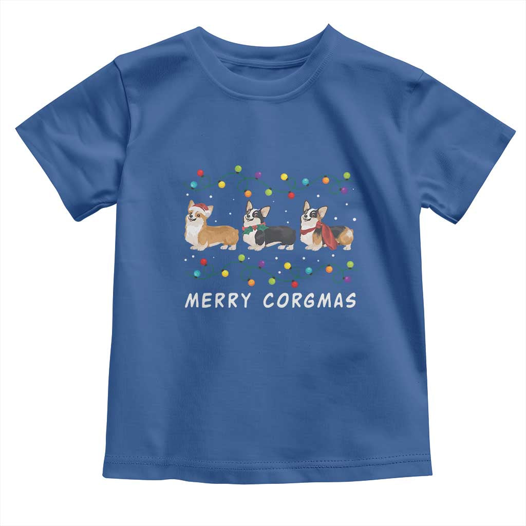 Corgi Dog Christmas Toddler T Shirt Merry Corgmas Santa Tree Lights Xmas Dog Mom Ugly