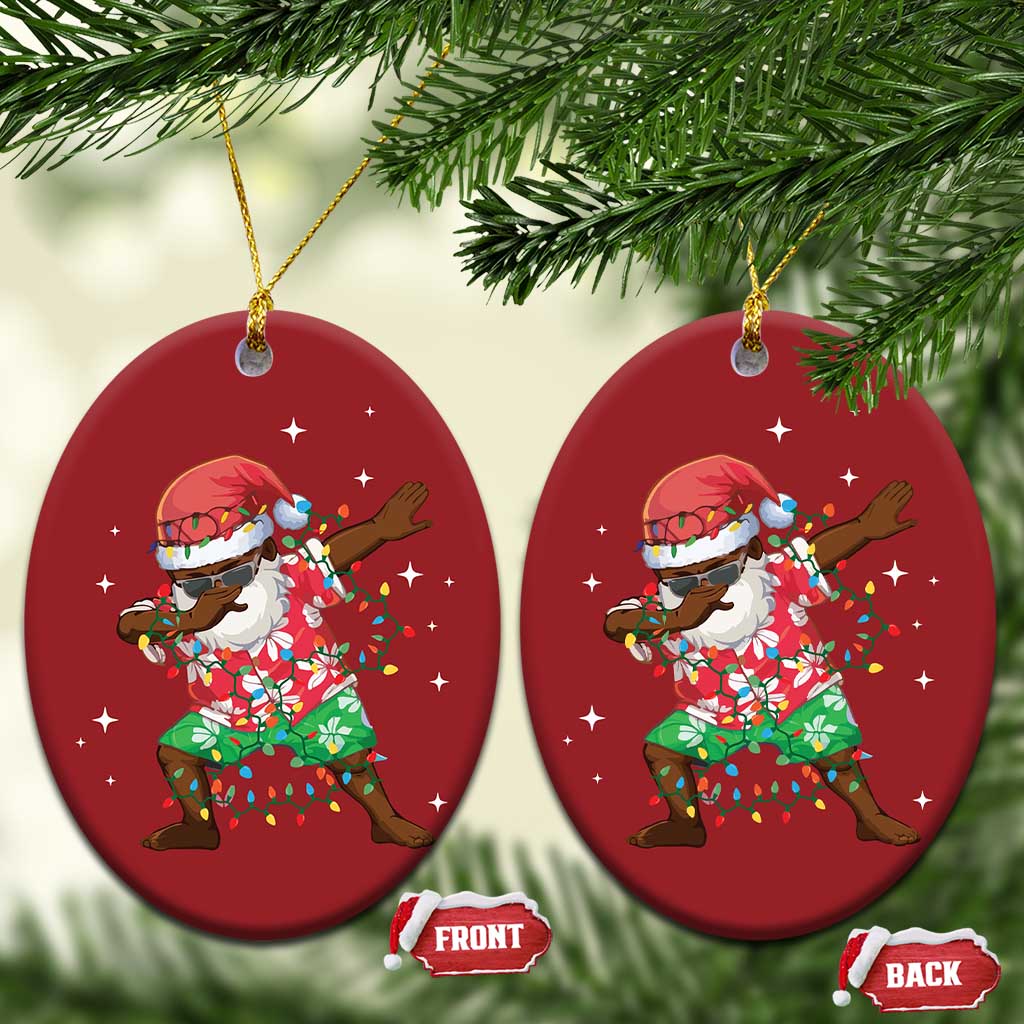 Hawaiian Christmas Ornament Afro African Dabbing Santa Xmas Dab Girls Boys Kids - Wonder Print Shop