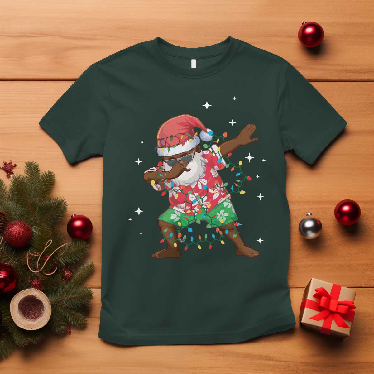 Christmas Hawaiian T Shirt Afro African Dabbing Santa Xmas Dab Girls Boys Kids - Wonder Print Shop